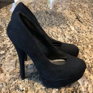Black Suede Platform Heels